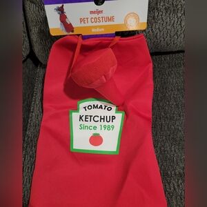 New Red Tomato Ketchup Pet Costume. Size Medium.